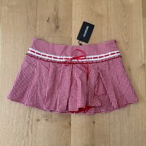 Thats So Fetch Pleated Mini Skirt Gingham Minnie Size US6 Red White